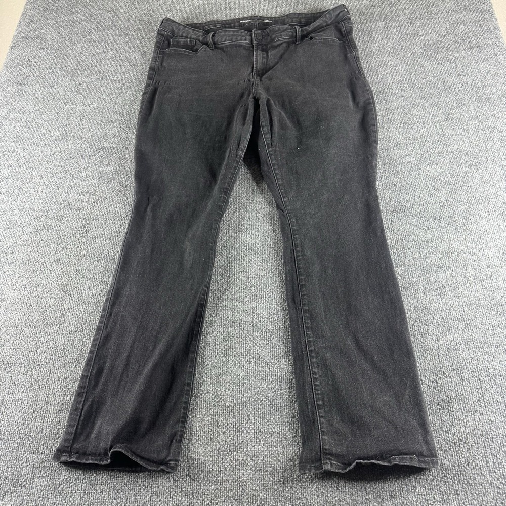 Old Navy Kicker Boot Cut Jeans Womens 18 Black Mid Rise Stretch Denim 5 Pocket